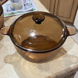 Corning Ware Pyrex Amber Vision Ware W/Lid 4.5L Vintage Dutch Oven Stock Pot USA